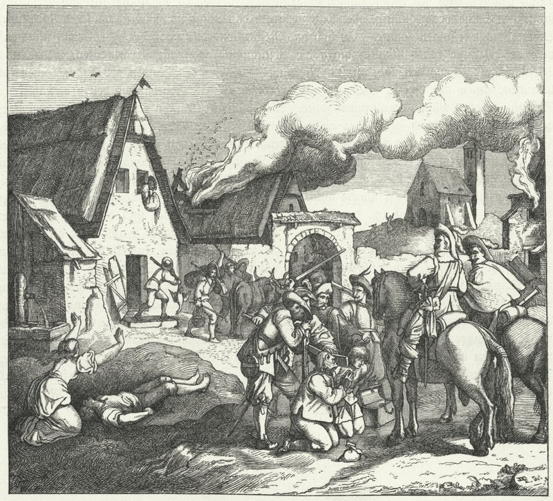 Wojska cesarskie plądrują i plądrują po bitwie pod Nordlingen, 1634 autorstwa Josef Mathias Trenkwald
