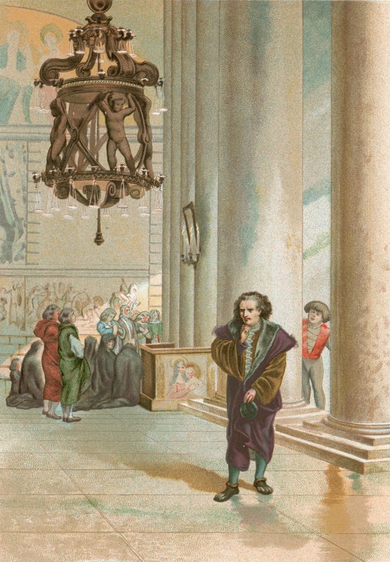 Galileusz w katedrze w Pizie autorstwa Josep or Jose Planella Coromina