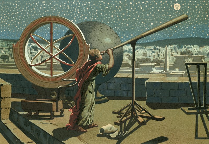 Hipparch w obserwatorium w Aleksandrii autorstwa Josep or Jose Planella Coromina