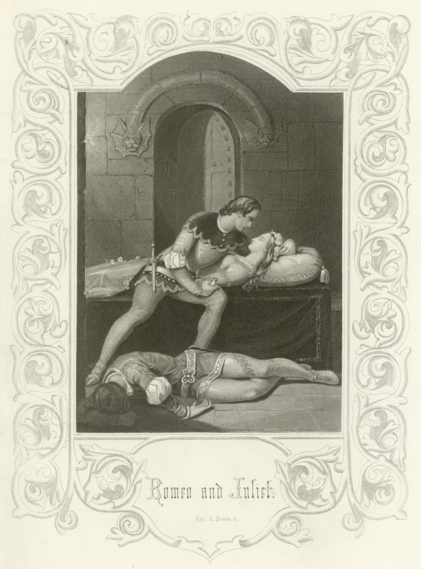 Romeo i Julia, akt V, scena III autorstwa Joseph Kenny Meadows