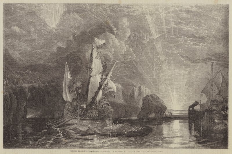 Odyseusz szydzący z Polifema autorstwa Joseph Mallord William Turner