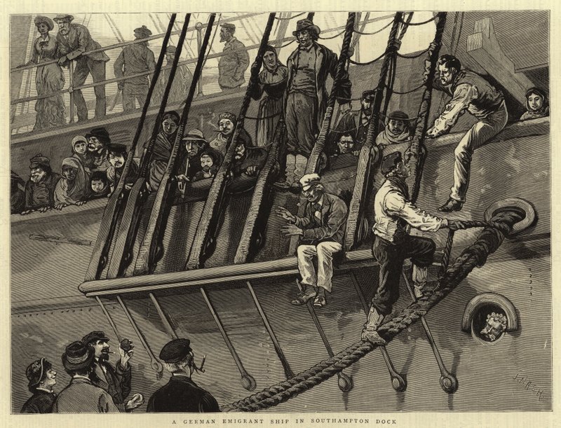 Niemiecki statek emigrantów w Southampton Dock autorstwa Joseph Nash