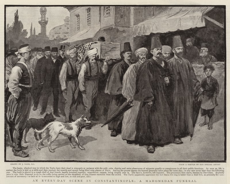 Scena codzienna w Konstantynopolu, pogrzeb Mahomeda autorstwa Joseph Nash