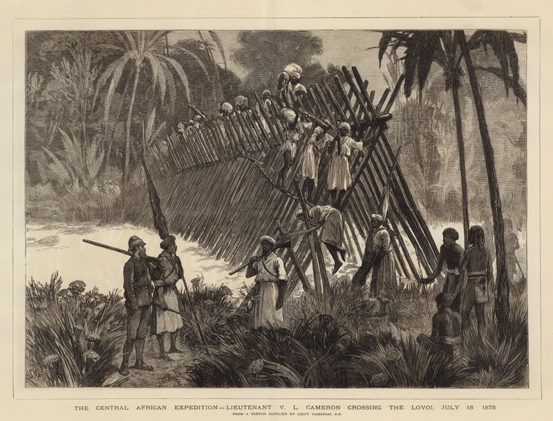 Wyprawa Środkowoafrykańska, porucznik V L Cameron przeprawa przez Lovoi, 15 lipca 1875 r autorstwa Joseph Nash