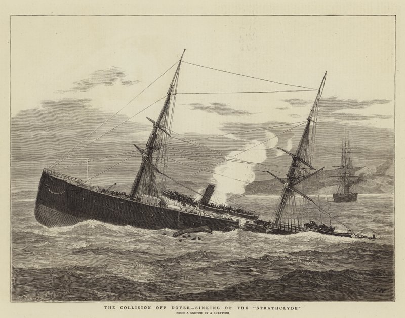 Zderzenie u wybrzeży Dover, zatonięcie Strathclyde autorstwa Joseph Nash