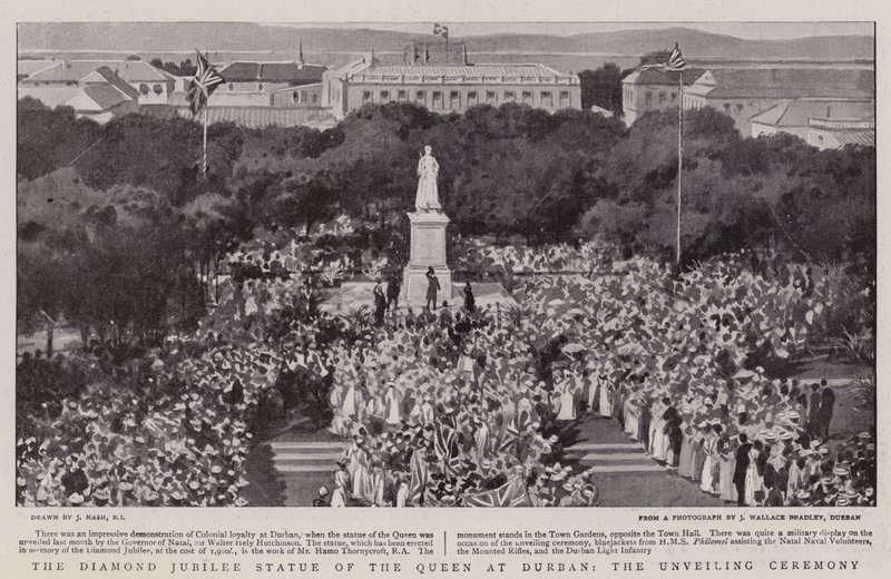 Diamentowy Jubileuszowy Posąg Królowej w Durbanie, ceremonia odsłonięcia autorstwa Joseph Nash