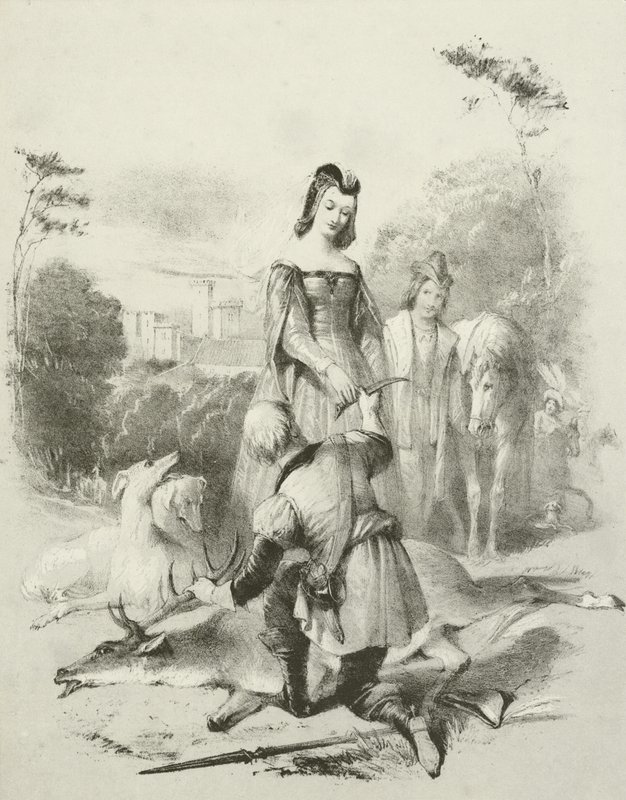 Fair Forester, King James I i jego córka w Greenwich Park autorstwa Joseph Nash