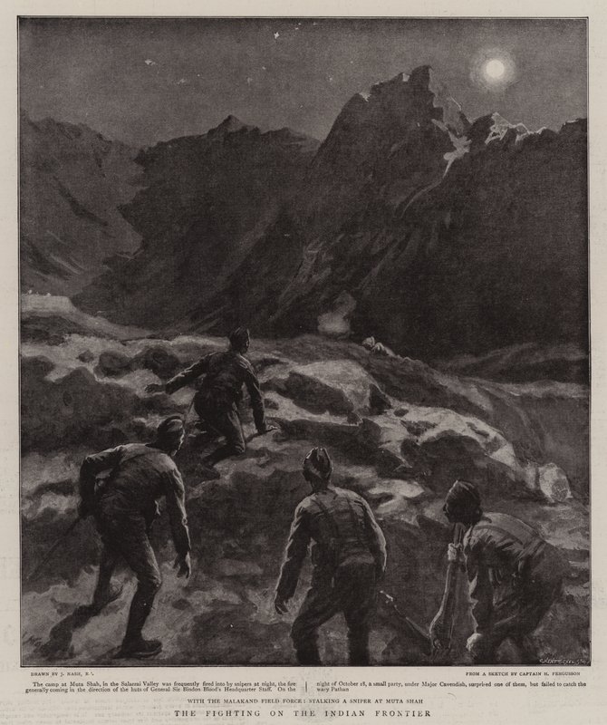 Walki na granicy z Indiami autorstwa Joseph Nash
