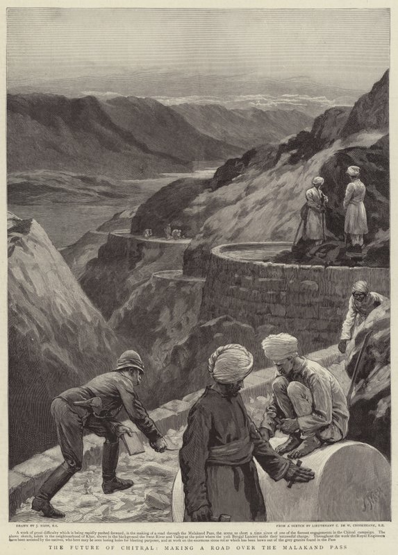 Przyszłość Chitral, tworzenie drogi przez przełęcz Malakand autorstwa Joseph Nash