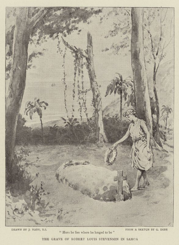 Grób Roberta Louisa Stevensona na Samoa autorstwa Joseph Nash