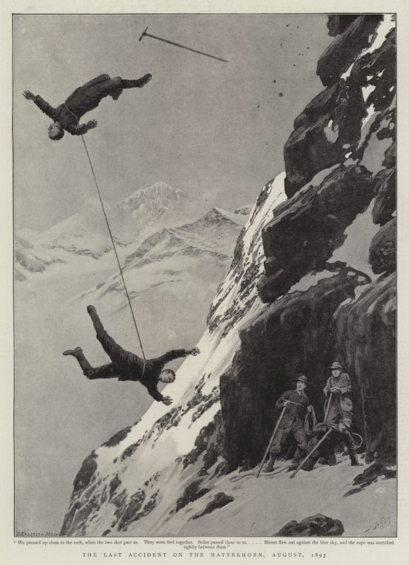 Ostatni wypadek na Matterhorn, sierpień 1893 r. autorstwa Joseph Nash