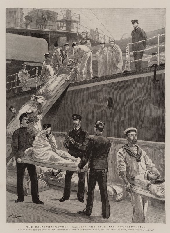 Manewry morskie, lądowanie wiertła martwych i rannych autorstwa Joseph Nash