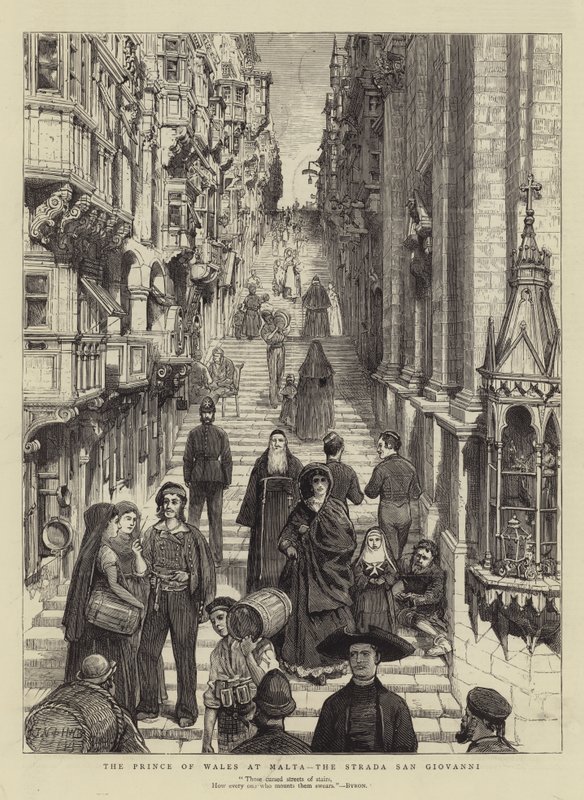 Książę Walii na Malcie, Strada San Giovanni autorstwa Joseph Nash