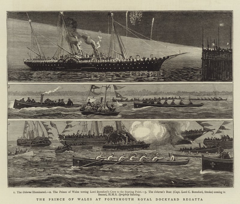 Książę Walii na regatach w Portsmouth Royal Dockyard autorstwa Joseph Nash