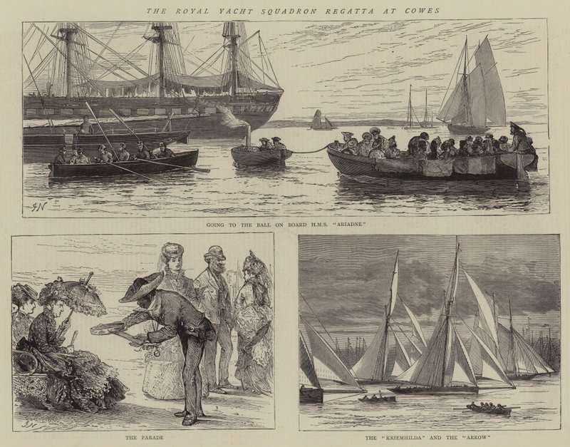 Regaty Royal Yacht Squadron w Cowes autorstwa Joseph Nash