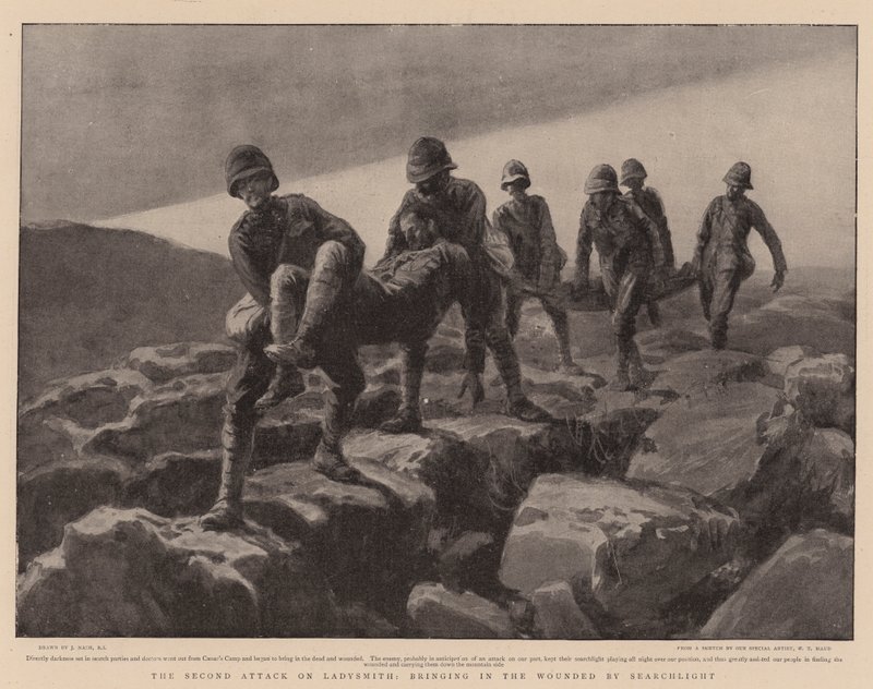 Drugi atak na Ladysmith, sprowadzający rannych przez Searchlight autorstwa Joseph Nash