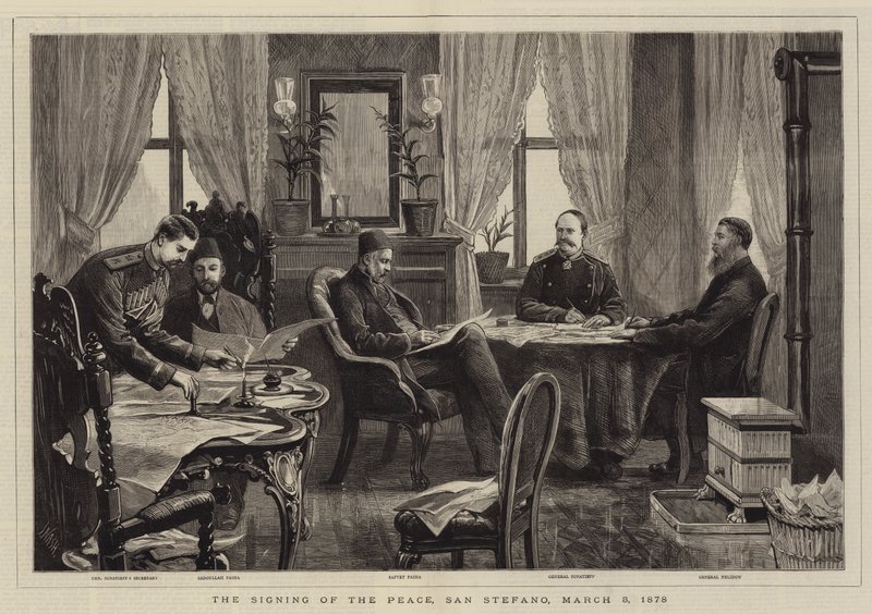 Podpisanie Pokoju, San Stefano, 3 marca 1878 autorstwa Joseph Nash