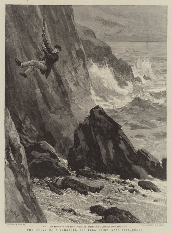 Wrak szkunera przy Bull Point, niedaleko Ilfracombe autorstwa Joseph Nash