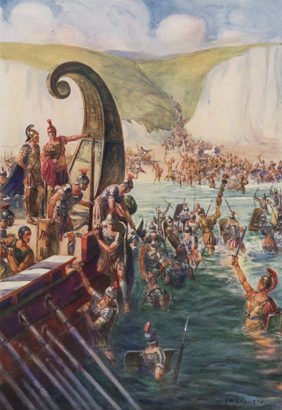 Lądowanie Rzymian w Wielkiej Brytanii, 54 pne autorstwa Joseph Ratcliffe Skelton