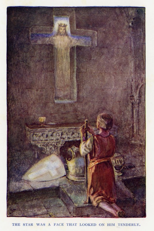 Ilustracja do Sir Knight of the Splendid Way (kolor lito) autorstwa Joseph (after) Finnemore