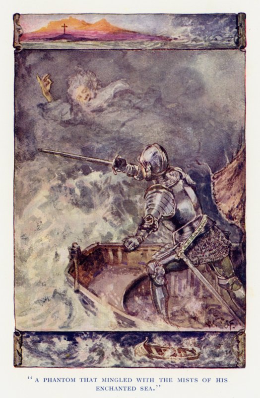 Ilustracja do Sir Knight of the Splendid Way (kolor lito) autorstwa Joseph (after) Finnemore