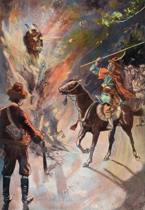 Robinson Crusoe: Zniszczenie idola kamienia nazębnego (kolor lito) autorstwa Joseph (after) Finnemore