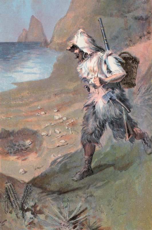Robinson Crusoe: Jestem przepełniony horrorem (kolor lito) autorstwa Joseph (after) Finnemore