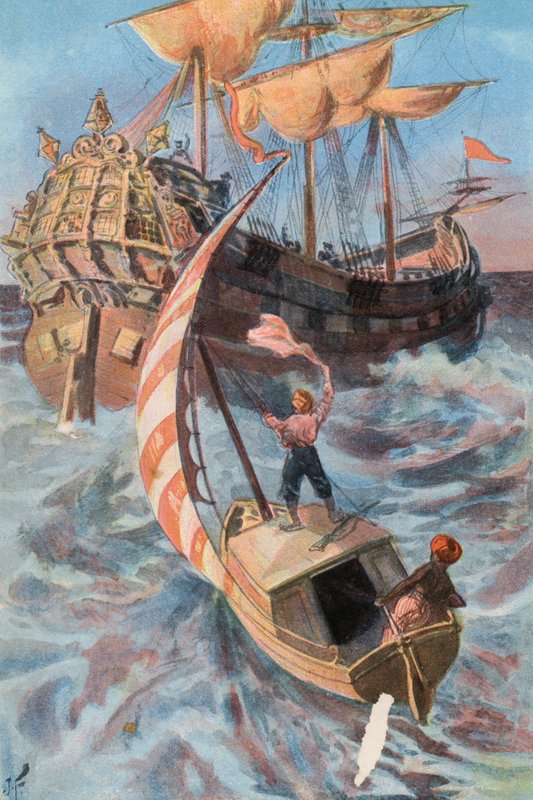 Robinson Crusoe: Uratował mnie portugalski statek (kolor lito) autorstwa Joseph (after) Finnemore