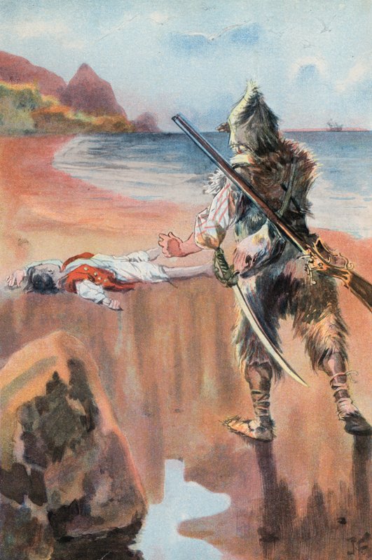 Robinson Crusoe: Znajduję utopionego chłopca (kolor lito) autorstwa Joseph (after) Finnemore