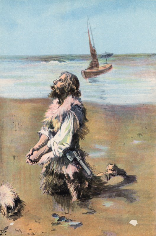 Robinson Crusoe: Dziękuję za wybawienie (kolor lito) autorstwa Joseph (after) Finnemore