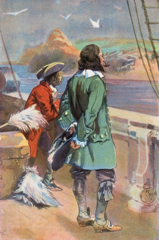 Robinson Crusoe: Opuszczam wyspę (kolor lito) autorstwa Joseph (after) Finnemore