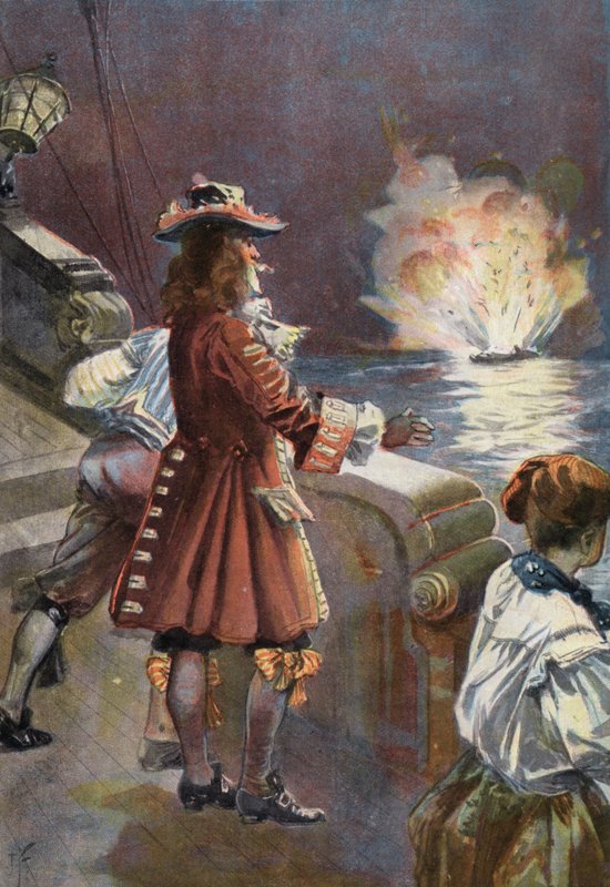 Robinson Crusoe: Statek wysadził się w powietrze (kolor lito) autorstwa Joseph (after) Finnemore