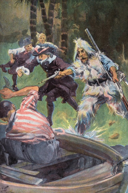 Robinson Crusoe: Wzywamy go do poddania się (kolor lito) autorstwa Joseph (after) Finnemore