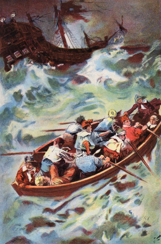 Robinson Crusoe: Opuszczamy wrak (kolor lito) autorstwa Joseph (after) Finnemore