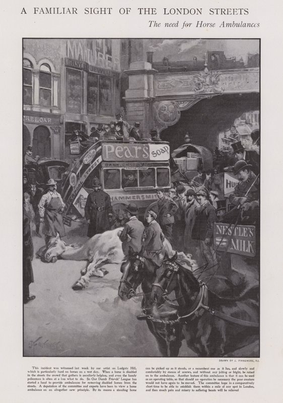 Zapotrzebowanie na karetki konne na ulicach Londynu (lito) autorstwa Joseph (after) Finnemore