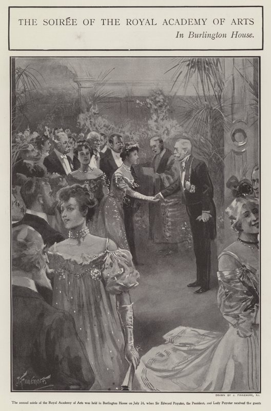 Wieczór Królewskiej Akademii Sztuk Pięknych w Burlington House w Londynie (lito) autorstwa Joseph (after) Finnemore