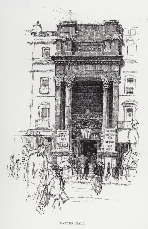 Exeter Hall (lito) autorstwa Joseph (after) Pennell