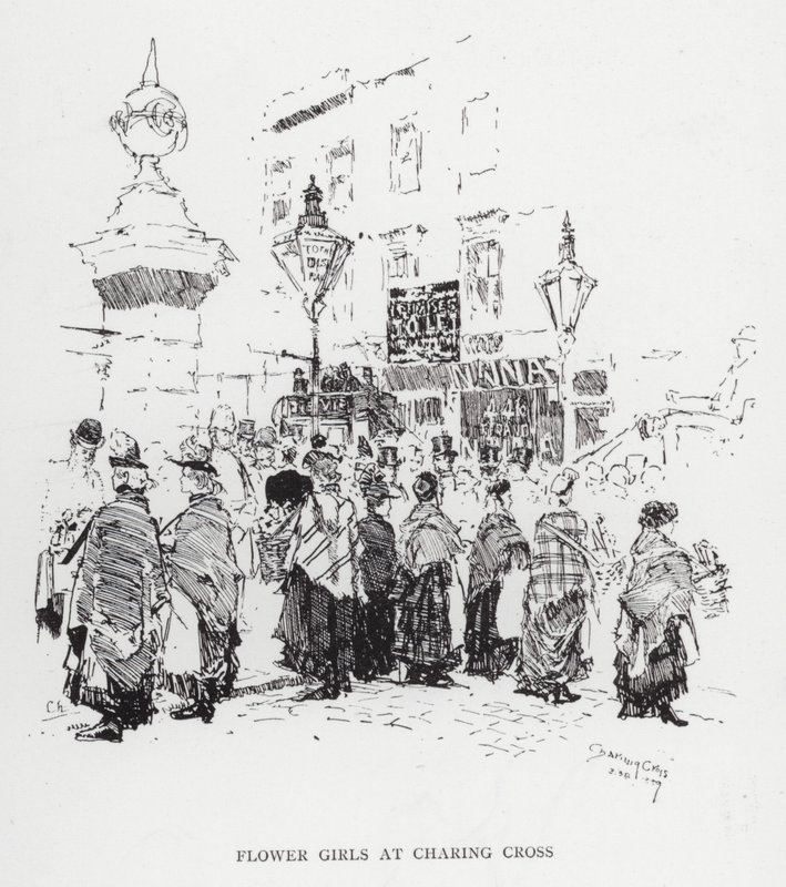 Kwiaciarki na Charing Cross (lito) autorstwa Joseph (after) Pennell