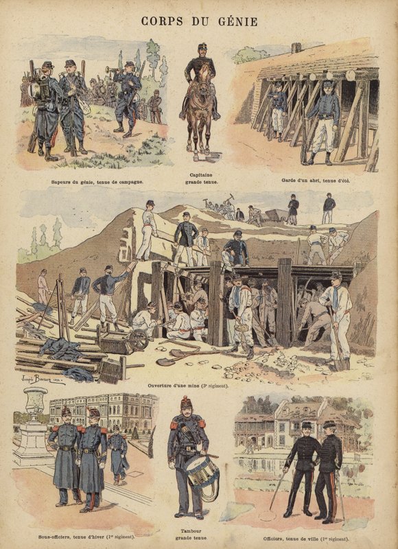 Inżynierowie wojskowi armii francuskiej (kolor lito) autorstwa Joseph Charles (after) Beuzon