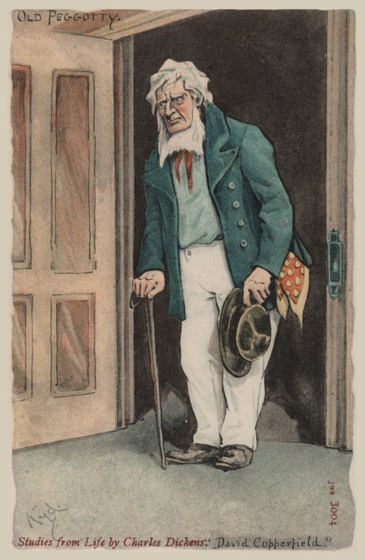 Old Peggotty, David Copperfield (kolor lito) autorstwa Joseph Clayton  Clarke