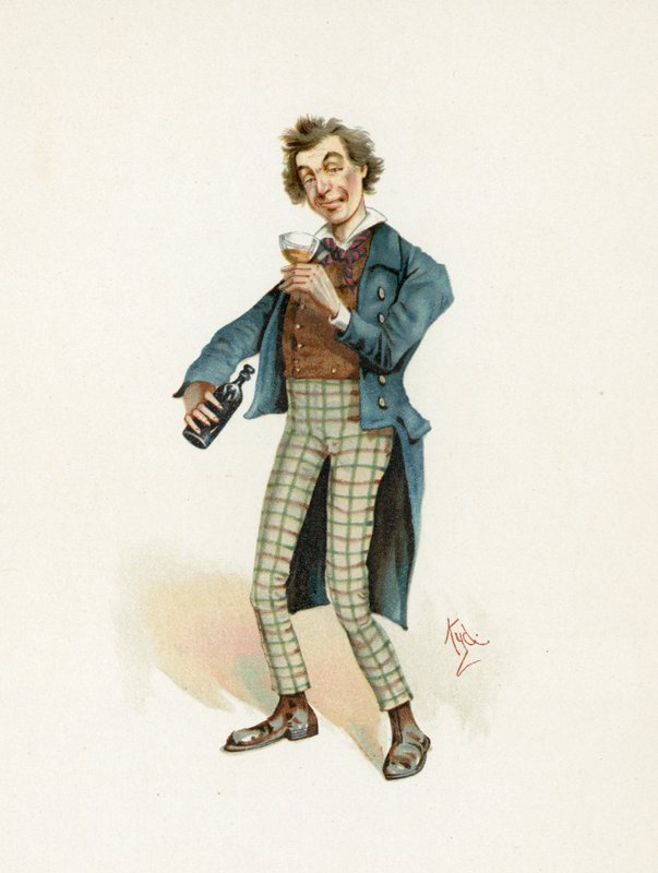 Bob Sawyer, ilustracja z „Szkiców postaci Charlesa Dickensa”, ok. 1890 r. autorstwa Joseph Clayton Clarke