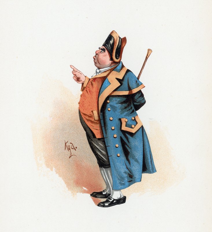 Mr. Bumble, ilustracja z „Character Sketches from Charles Dickens”, ok. 1890 (kolor lito) autorstwa Joseph Clayton Clarke