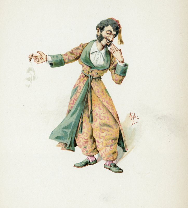 Pan Mantalini, ilustracja z "Character Sketches from Charles Dickens", ok. 1890 r. autorstwa Joseph Clayton Clarke