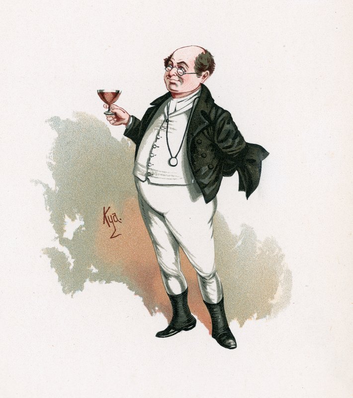 Pan Pickwick, ilustracja z „Szkice postaci Charlesa Dickensa”, ok. 1890 (kolor lito) autorstwa Joseph Clayton Clarke