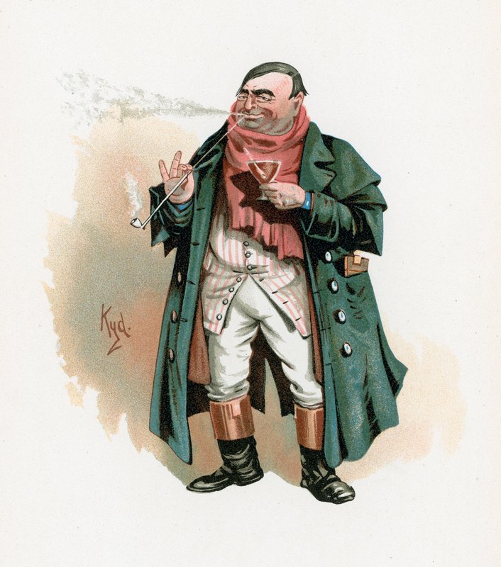 Pan Weller Senior, ilustracja z „Szkiców postaci Charlesa Dickensa”, ok. 1890 r. autorstwa Joseph Clayton Clarke