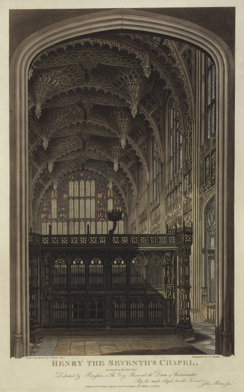 Kaplica Henryka VII, Opactwo Westminsterskie, Londyn (akwatinta) autorstwa Joseph Constantine Stadler