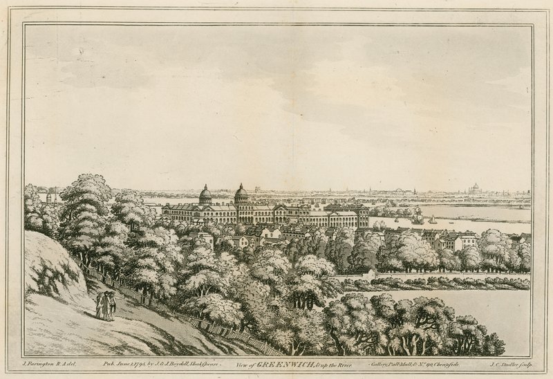 Widok na Greenwich, Londyn i w górę Tamizy autorstwa Joseph Farington