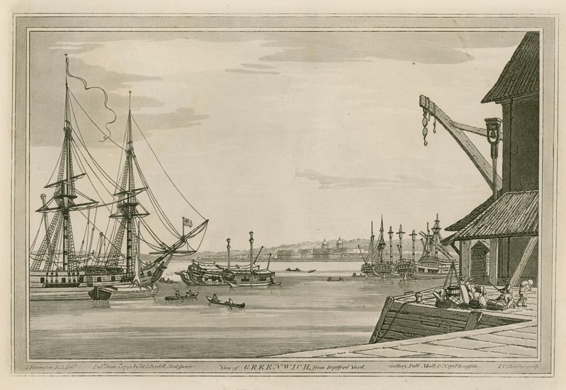 Widok na Greenwich z Deptford Yard autorstwa Joseph Farington