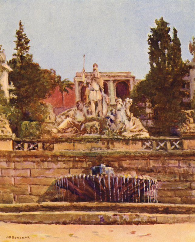 Rzym: Piazza del Popolo (kolorowa litografia) autorstwa Joseph Felix Bouchor