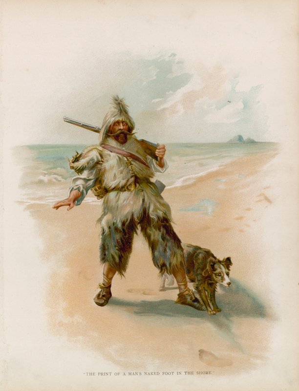 Ilustracja do Robinsona Crusoe autorstwa Joseph Finnemore